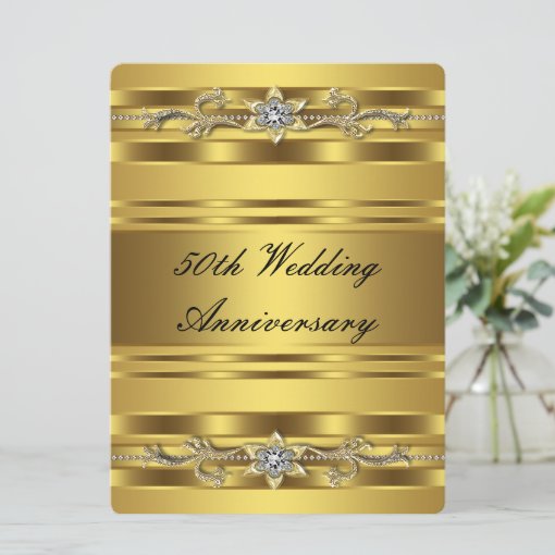 Elegant Gold Golden 50th Wedding Anniversary Invitation | Zazzle