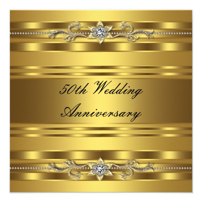 Elegant Gold Golden 50th Wedding Anniversary Personalized Invites