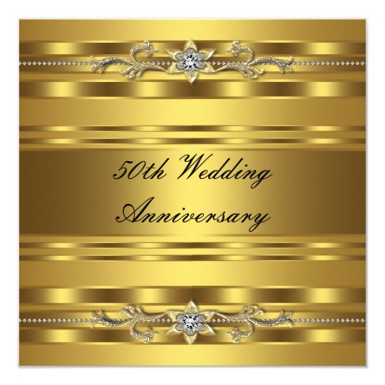 Elegant Gold Golden 50th Wedding Anniversary Invitation ...