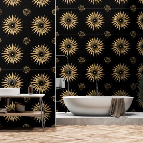 Elegant Gold Golden Black Modern Pattern Wallpaper