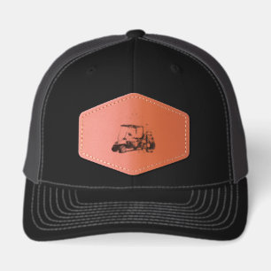 Elegant Gold Golf Club Design Leather Patch Hat