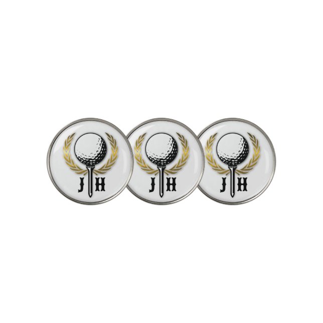 Elegant Gold Golf Monogram Design Ball Marker (3 Up)