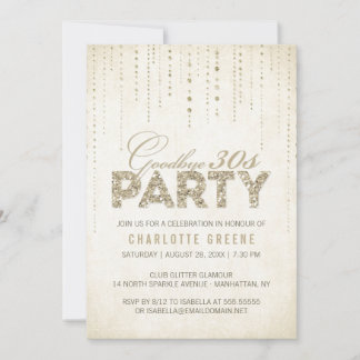 Elegant Gold Goodbye 30s 40th Birthday Party Invitation