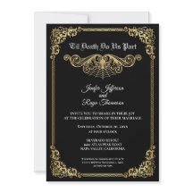Elegant gold Gothic Halloween wedding Invitation
