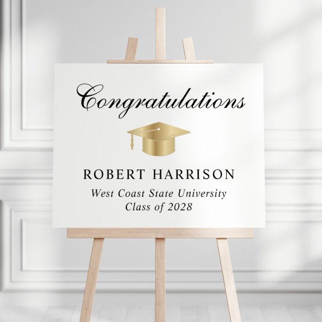 Elegant Gold Grad Cap Congratulations Graduation Foam Board (Creator Uploaded)