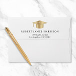 Elegant Gold Grad Cap Graduation Return Address Envelope<br><div class="desc">Elegant graduation return address envelope. The back flap features a gold grad cap and the graduate's name and address in modern serif typography.</div>