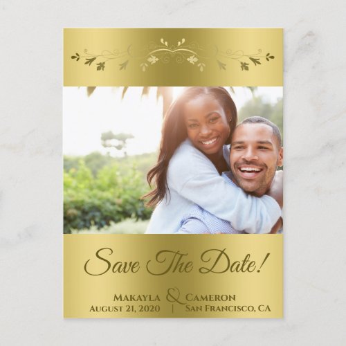 Elegant Gold Gradient Wedding Save Date Postcard