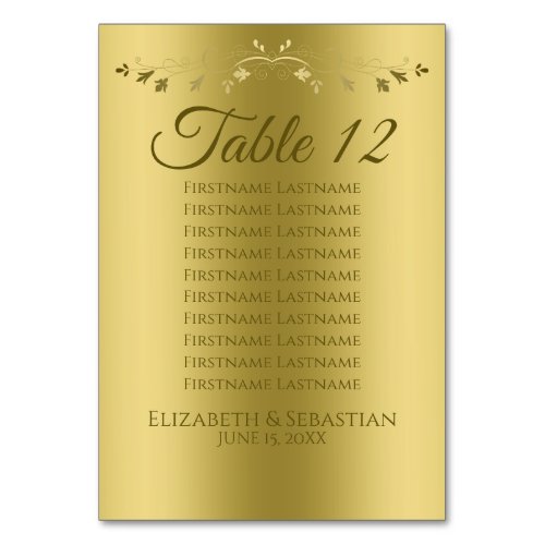 Elegant Gold Gradient Wedding Seating Chart Table Number