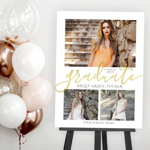 Elegant Gold Graduate Collage Graduation Party Foam Board