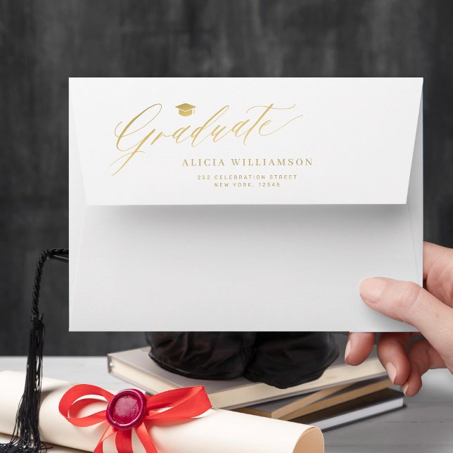 Elegant gold graduate graduation invitation  envelope (Creator Uploaded)
