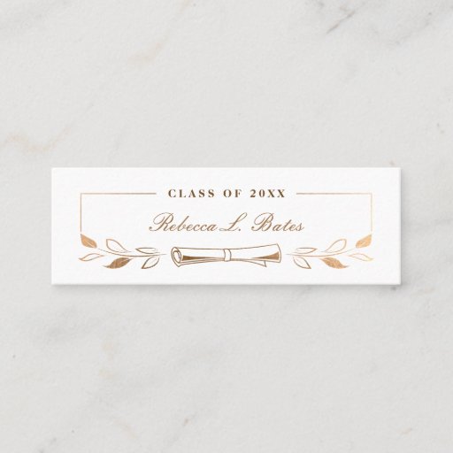 Customizable Elegant Gold Graduate Name Card