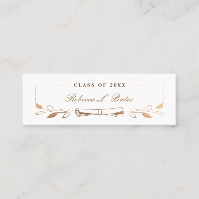 Elegant Gold Graduate Name Card (Front)