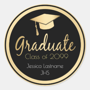Elegant Gold Graduation Any Year Classic Round Sticker