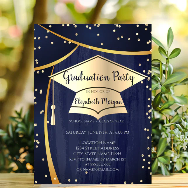 Elegant Gold Graduation Capdiamonds Graduation Invitation Zazzle 2638