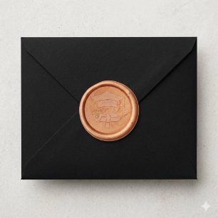 Elegant Gold Graduation Cap & Diploma Wax Seal Sticker