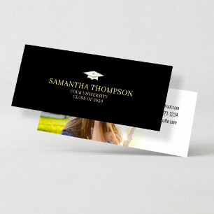 Elegant Gold Graduation Cap Student Name Card