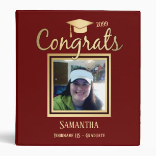 Elegant Gold Graduation Class of 2022 Photo 3 Ring Binder