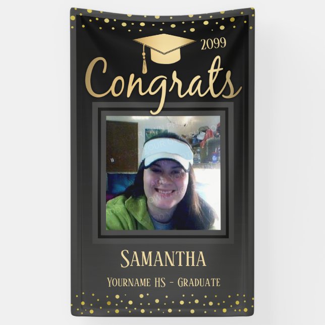 Elegant Gold Graduation Class of 2022 Photo Banner (Vertical)
