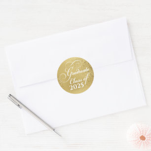 Elegant Gold Graduation Class of 2025 Thank You Classic Round Sticker