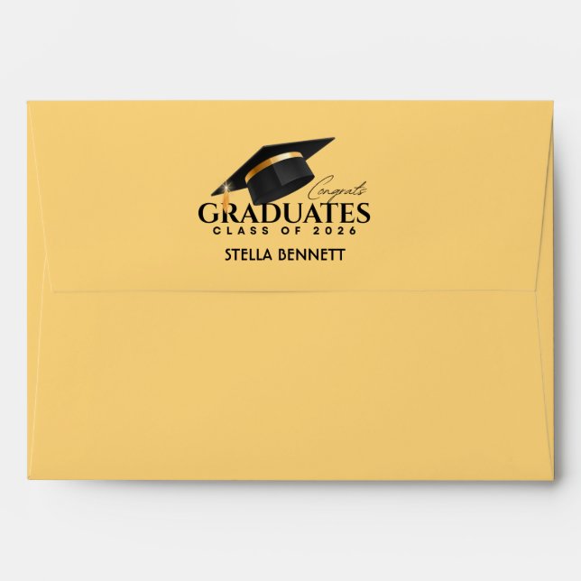 Elegant Gold Graduation Class of 2026 Envelope (Back (Top Flap))