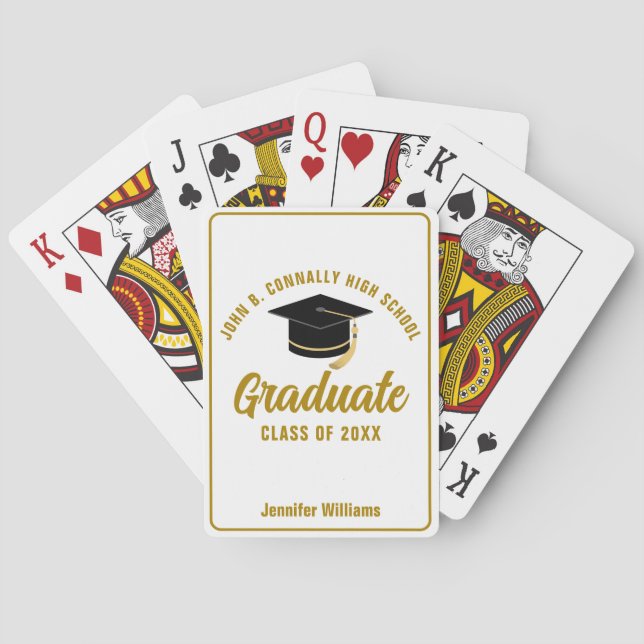 Elegant Gold Graduation Custom 2025 Graduate Poker Cards (Back)