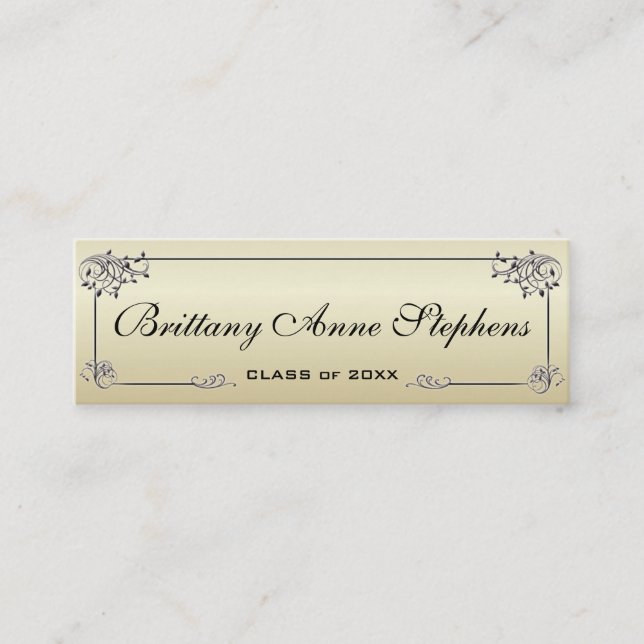 Elegant Gold  Graduation Name Card Insert (Front)