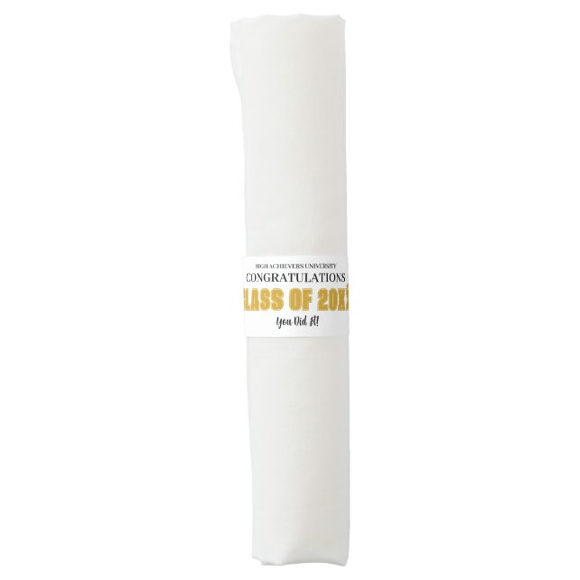Elegant Gold Graduation Napkin Bands (Front)
