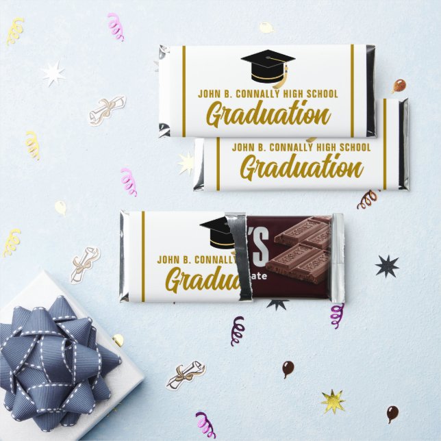 Elegant Gold Graduation Party Personalized Hershey Bar Favors (Front)
