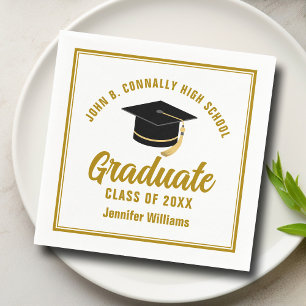 Elegant Gold Graduation Party Personalized Napkins