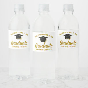 Elegant Gold Graduation Party Personalized Water Bottle Label