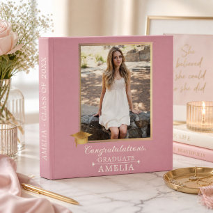 Elegant Gold Graduation Photo Album Keepsake 3 Ring Binder