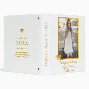 Elegant Gold Graduation Photo Keepsake 3 Ring Binder