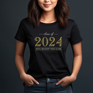 Elegant Gold Graduation School Name 2026 T-Shirt