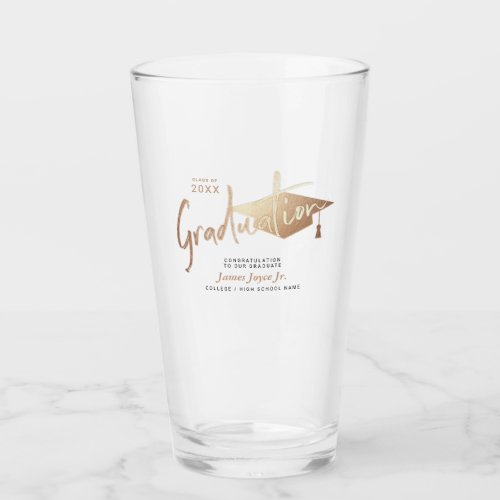 Elegant Gold Graduation Script Beer Glass