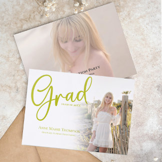 Elegant Gold Graduation Script Photo Invitation