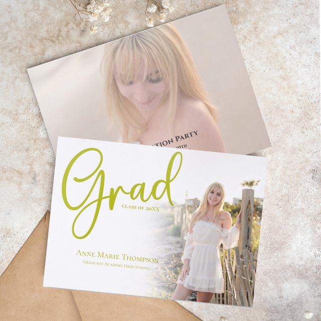 Elegant Gold Graduation Script Photo Invitation (Creator Uploaded)