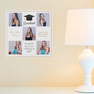 Elegant Gold Graduation Senior Photo Collage 2025 Faux Canvas Print