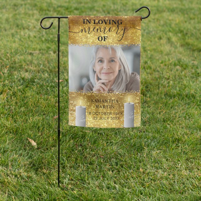 Elegant Gold Grave Decoration Memorial Garden Flag (In SItu)