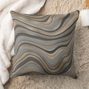 Elegant gold gray abstract throw pillow