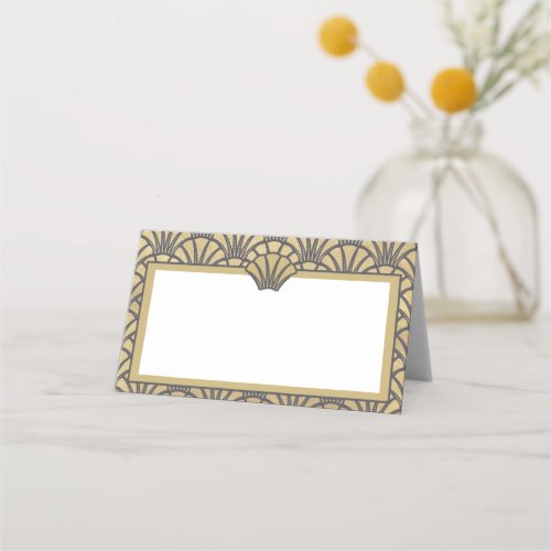 Elegant Gold Gray Art Deco Wedding Event Place Card