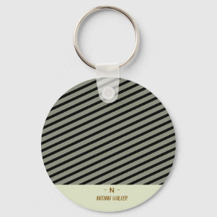 Elegant Gold & Gray Monogram I Minimalist Elegant Keychain