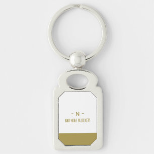Elegant Gold & Gray Monogram I Minimalist Elegant Keychain
