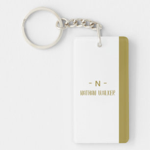 Elegant Gold & Gray Monogram I Minimalist Elegant Keychain