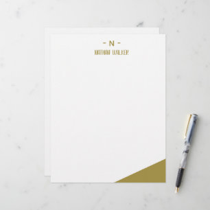 Elegant Gold & Gray Monogram I Minimalist Elegant Letterhead