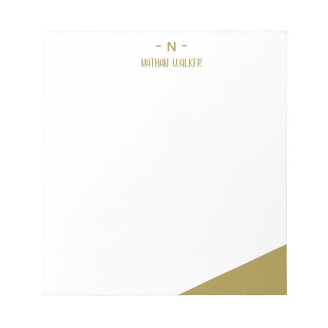 Elegant Gold & Gray Monogram I Minimalist Elegant  Notepad (Front)