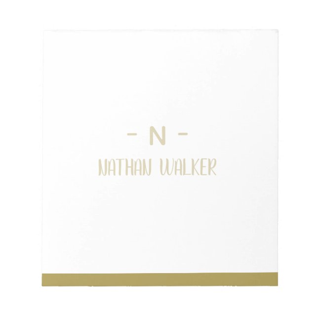 Elegant Gold & Gray Monogram I Minimalist Elegant  Notepad (Front)