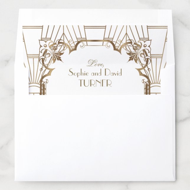 Elegant Gold Great Gatsby Art Deco Wedding  Envelope Liner (In Envelope)