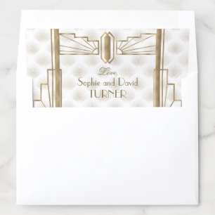 Elegant Gold Great Gatsby Art Deco Wedding Envelope Liner