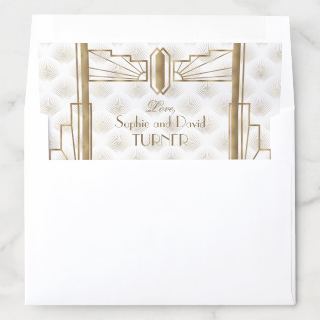 Elegant Gold Great Gatsby Art Deco Wedding Envelope Liner (In Envelope)