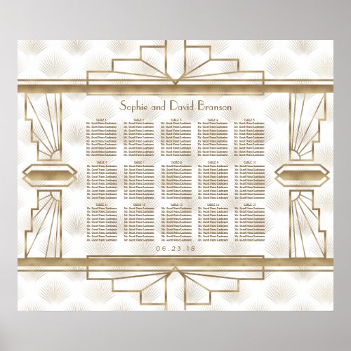 Elegant Gold Great Gatsby Wedding Seating Chart